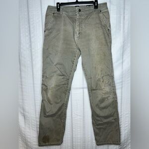 Kuhl Slackr Pants Mens 38x34 (Fits 36x33) Beige Tan Hiking Outdoor Distress Mark